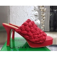 Grade Quality Bottega Veneta Board Woven Lambskin Platform Sandals 100mm Heel 080701 Red