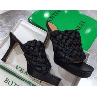 Unique Style Bottega Veneta Board Woven Lambskin Platform Sandals 100mm Heel 080701 Black