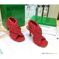 Best Price Bottega Veneta BV Board Sandals in ntrecciato Nappa leather 9cm Heel 081161 Red