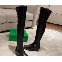 Unique Grade Bottega Veneta BV Lean Heel Over Knee High Boots 091011 Black