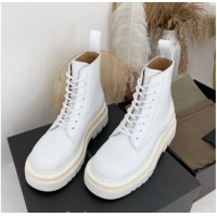 Top Quality Bottega Veneta Calfskin Lace-up Boots 091128 White