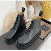 Unique Grade Bottega Veneta Calfskin Lace-up Boots 091128 Black