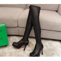 New Style Bottega Veneta BV Bold Lambskin Over Knee Platform High Heel Boots 102212 Black