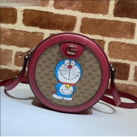 Cheapest Doraemon x Gucci Ophidia GG Round Shoulder Bag 625216 Beige/Red 2021