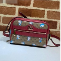 Top Quality Doraemon x Gucci GG Canvas Mini Bag 647784 Beige/Red 2021