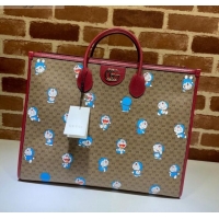 Trendy Design Doraemon x Gucci GG Canvas Large Tote Bag 653952 Beige/Red 2021