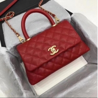 Best Price Chanel Classic Top Handle Bag Red Cannage Pattern A92290 Gold