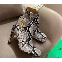 Top Quality Bottega Veneta Snakeskin Embossed Leather Short Boots with U Buckle 102230 Grey