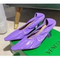 Good Product Bottega Veneta Almond Pumps in Purple Lambskin with Plexiglass Heel 121914