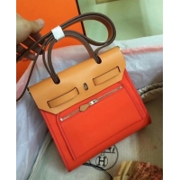 Top Quality Hermes mini Herbag Original Canvas Leather & Calfskin 45987 orange&brown