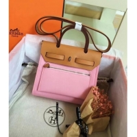 Trendy Design Hermes mini Herbag Original Canvas Leather & Calfskin 45987 pink&brown