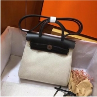 Buy Grade Hermes mini Herbag Original Canvas Leather & Calfskin 45987 Offwhite&Black