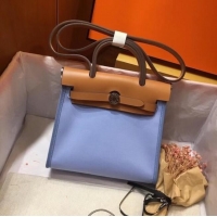 Inexpensive Hermes mini Herbag Original Canvas Leather & Calfskin 45987 blue&brown