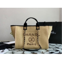 Trendy Discount Chanel Large Weave Shopping Bag A66942 Cream