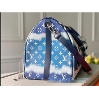 New Style Louis Vuitton LV Escale Keepall Bandoulière 50 Travel Bag M45117 Blue 2020