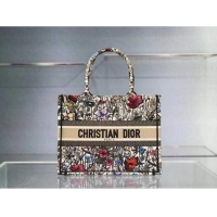 Trendy Design SMALL DIOR BOOK TOTE Multicolor Mille Fleurs Embroidery M1296Z