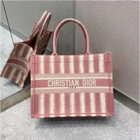 Buy Inexpensive DIOR BOOK TOTE Pink D-Stripes Embroidery M1287