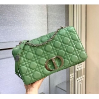 Super Quality LARGE DIOR CARO BAG Soft Cannage Calfskin M9243U green