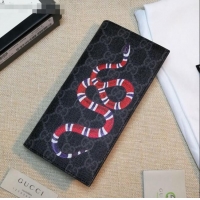 Big Discount Gucci GG Canvas Snake Billfold Long Wallet 459456 Black 2021