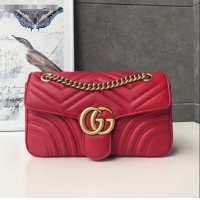 Best Quality Gucci GG Marmont Small Shoulder Bag 443497 Red/Gold 2021