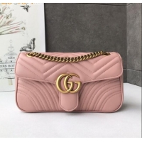 Best Price Gucci GG Marmont Small Shoulder Bag 443497 Pink/Gold 2021