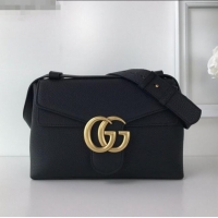 Pretty Style Gucci GG Marmont Leather Shoulder Bag 401173 Black 2021