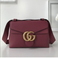 Low Price Gucci GG Marmont Leather Shoulder Bag 401173 Fuchsia 2021