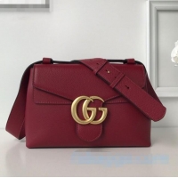 Top Grade Gucci GG Marmont Leather Shoulder Bag 401173 Burgundy 2021