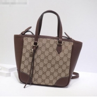 Luxury Best Gucci GG Canvas and Leather Tote Bag 449241 Brown 2021