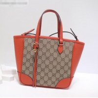 Purchase Grade Gucci GG Canvas and Leather Tote Bag 449241 Orange 2021