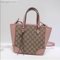 Reproduction Gucci GG Canvas and Leather Tote Bag 449241 Pink 2021