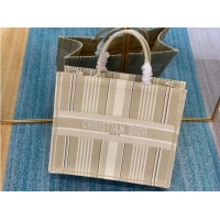 Popular DIOR BOOK TOTE Beige Stripes Embroidery M1286Z