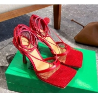 Good Quality Bottega Veneta Lambskin Mesh Sandals 9cm 0107102 Red