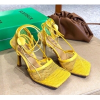 Top Quality Bottega Veneta Lambskin Mesh Sandals 9cm 107102 Yellow