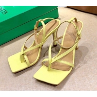 Grade Quality Bottega Veneta Stretch Lambskin Strap Sandals 9cm 107106 Pearl Yellow