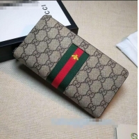 Inexpensive Gucci Web Bee GG Supreme Canvas Zip Wallet 408831 Beige 2020