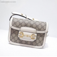 Cheapest Gucci GG Canvas 1955 Horsebit Mini Shoulder Bag 602205 White 2021