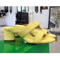 Sumptuous Bottega Veneta Band Calfskin Heel 5cm Sandals 033134 Yellow