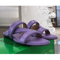 Perfect Bottega Veneta Band Calfskin Flat Sandals 033144 Purple