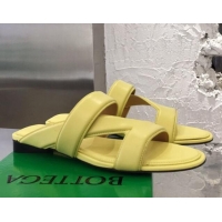 Top Quality Bottega Veneta Band Calfskin Flat Sandals 033144 Yellow