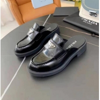 Best Grade Prada Original Leather LOAFERS P1926 Black