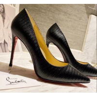 Custom Christian Louboutin Snakeskin Embossed Leather 8.5cm Pumps 030819 Black