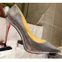 Top Quality Christian Louboutin Metallic Fabric 8.5cm Pumps 030819 Silver