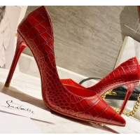 Unique Grade Christian Louboutin Stone Embossed Calfskin 8.5cm Pumps 030819 Red