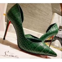 Best Price Christian Louboutin Stone Embossed Calfskin 8.5cm Pumps 030819 Green