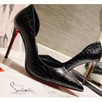 Best Quality Christian Louboutin Stone Embossed Calfskin 8.5cm Pumps 030819 Black