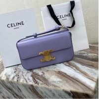 Pretty Style Celine TRIOMPHE SHOULDER BAG IN NATURAL CALFSKIN 194143 purple