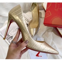 Most Popular Christian Louboutin Stone Embossed Calfskin 8.5cm Pumps 030819 Gold