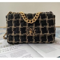 Popular chanel 19 flap bag Tweed AS1160 AS1161 AS1162 black