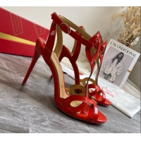 Reasonable Price Christian Louboutin Patent Leather Strap Sandals 10cm 030833 Orange